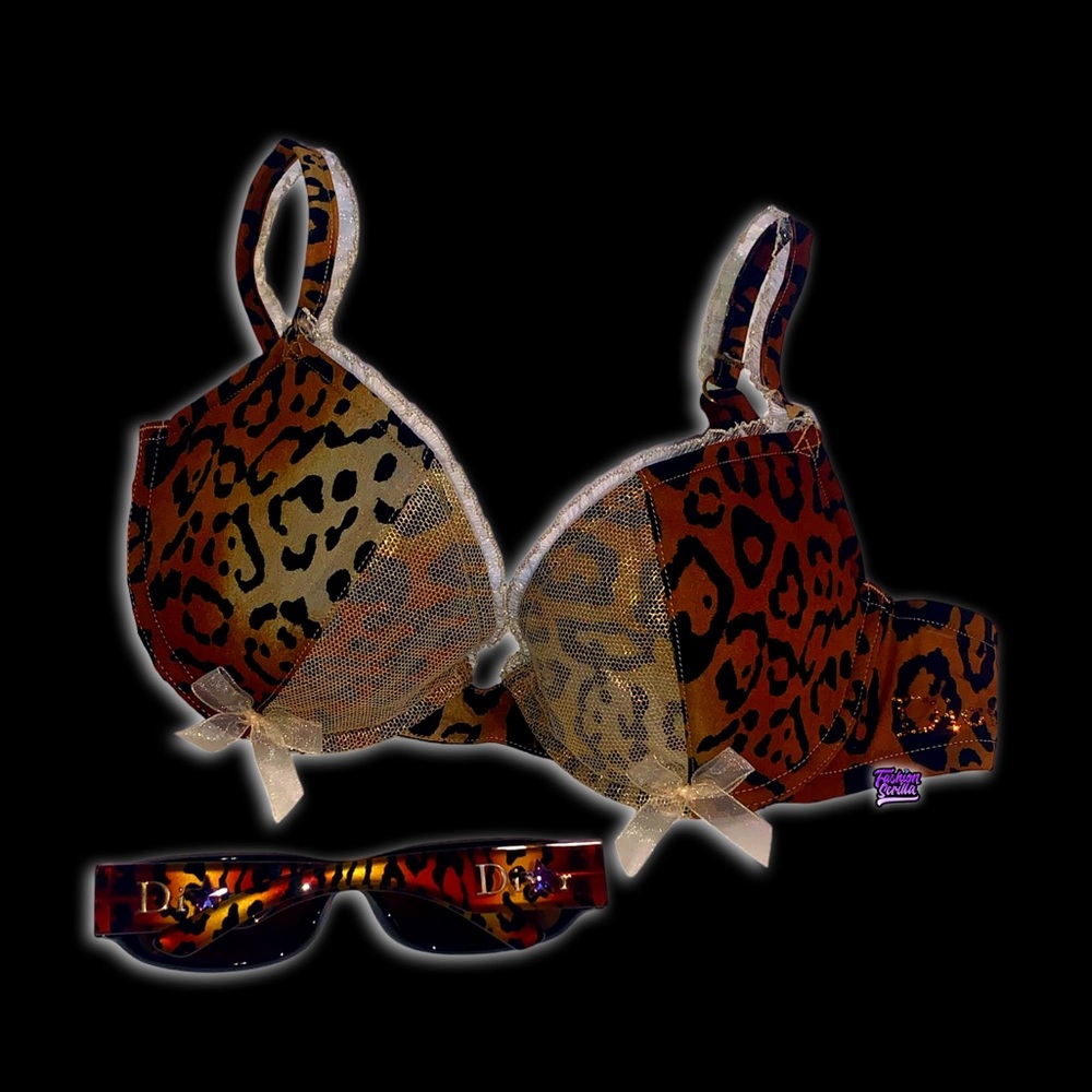 Dior Vintage By John Galliano Leopard 3D Holographic Diamanté Gambler Sunglasses - Picture 13 of 16